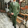 Klasyczny dwurzędowy Olive Green Groom Tuxedos Peak Lapel Men Suits 2 sztuki Wedding Prom Dinner Blazer Pants Krawat W893191M