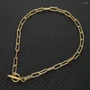 Choker Rvs Vierkante Link Chain Kettingen Voor Vrouwen Mannen Gouden Kleur Metalen Toggle Sluiting OT Gesp Kraag HipHop Sieraden