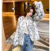 女性の毛皮のヒョウドット模倣コートショートヤングファッション韓国版冬の服カジュアルウォームスS-9xl