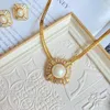 Necklace Earrings Set 2023 Medieval Western Pearl Diamond Square Elegant Gold-plated Commuter Stud Jewelry