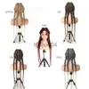 شعر مستعار Human Hairless Caps Natural Braid شعر شعر مستعار صناعي African American Box Black Wigs بالجملة 4 مربع طويل مضفر 360 الباروكات الدانتيل للنساء السود X0802