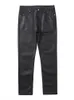 Jeans homme ciré coton gothique Darkwear haute rue manteau automne mode marée droite solide noir Chic Denim pantalon 12A2908