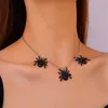 Pendentif colliers exagérer araignée collier pour femmes hommes rétro gothique col noir chaîne accessoires à la mode Halloween cadeaux 2023