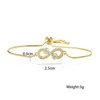 Pulseras con abalorios, corazón de circón, Color dorado para mujer, ajustable, infinito, amor, joyería femenina, regalo, accesorios de fiesta