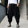 Herrbyxor harem bomullslinne festival baggy fasta byxor retro zigenare överdimensionerade tvärbyxor harajuku japansk pantalon