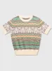 Women's Sweaters Summer Knitting Pullover Tops Korean Fashion Short Sleeve Vintage Stripe Casual Knitwear Knitted Sweater