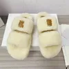 designer slipper triumph wool sandale outdoors Shoe slides top quality fur Slide Winter fashion fuzzy woman fluffy sandal teddy bear tazz rubber flat Slippers lady