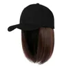 Casquettes de Baseball Casquette de Baseball Avec Extensions de Cheveux Droite Court Bob Coiffure Amovible Perruque Chapeau Pour Femme Fille Ash Blonde Mix Bleach