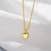 Pendant Necklaces PANJBJ Gold Color Love Heart Necklace For Women Girl Cute Smooth Simple Jewelry Birthday Gift Dropship Wholesale