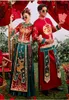 Ubranie etniczne luksus haftowa suknia ślubna znakomity elegancki małżeństwo mandarynki toast wieczorna suknia cheongsam