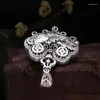 Pendentif Colliers RetroSen Argent Couleur Fuzi Tongxin Serrure Pour Femme Ethnique Rétro Creux Lotus Avec Plus D'années Bijoux