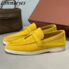 Dress Shoes Kid Suede Flat Woman Round Toe Slip On Women Loafers Metal Lock Decorate Mules Casual Summer Outwear Walk Lady 230807