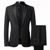 Herrdräkter Brudgummen (Blazer Vest Pants) Fashion Slim High-End Korean Mens Business Casual Wedding Dress Party Three-Piece