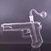 Eşsiz silah şekli cam beher bong 8 inç 14mm dişi kafa bong dab teçhizat su borusu nargile duman için kuru bitk