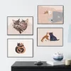 Lustige Katze Leinwand Malerei Katze Uhr Computer Katze Paar Cartoon Ctue Tier Poster Wand Kunstdruck Bild Wohnzimmer Paar Zimmer Home Decor kein Rahmen Wo6