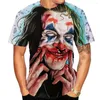 Men's T-skjortor fashionabla street sommar kortärmad t-shirt med clownmönster 3D-tryckning bekväm och andningsbar