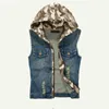 Coletes Masculinos Denim Colete Sem Mangas Jaqueta Jean Camuflada Com Capuz Moda Coreana Masculino Denim Colete Jeans Chaleco Hombre