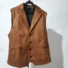 Mäns västar väst män avslappnad väst man faux läder mode läder smal väst lapel klassisk vintage gilet europeisk stil man 230804