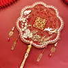 Producten in Chinese stijl Nieuwe Chinese stijl bruiloftsventilator Xiuhe cirkelvormige ventilator Bruiloft High-end rood antiek borduurwerk Bruiloft DIY Speciaal gevormd voortreffelijk