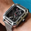 Orologi da polso Trend di personalità Meccanico Quadrato con zaffiro cavo Specchio Orologio da uomo in acciaio inossidabile impermeabile Orologi di lusso per uomo regalo