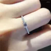 Cluster Rings Genuine S925 Sterling Silver 14K Gold Plated Square Zircon Diamond Super Sparkling Ring For Women Fine Jewelry Accessories