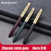 Fountain Pens Hero 616 Fontanna Pen Marka Pen Pen Pen Stal nierdzewna czapka Fine Nib Pigieniarnia School School Supplies Pisanie Prezent 230804