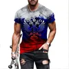 남성용 T 셔츠 2023 여름 패션 레트로 남성 러시아 배지 탑 캐주얼 둥근 목 짧은 소매 대형 티셔츠
