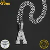 Pendentif Colliers A Z Lettres 925 Collier En Argent Glacé Or Couleur Charme Hip Hop Fine Jewelry 230807