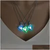 Pendant Necklaces New Luminous Mother And Child Necklace Glow In The Dark Open Cage Locket Charm Chains For Women Fashion Mothers Day Dhsqs