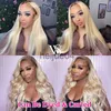 Capless pruiken van echt haar 613 HD Lace Frontal Wig Pruiken van echt haar Brown Root 613 Blonde Braziliaanse maagdelijke 13x4 lijmloze rechte 4x4 sluiting pruiken voor vrouwen x0802