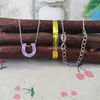 Pendant Necklaces (1pc/lot)2023 925 Sterling Silver Necklace Synthetic Opal Op38 Light Purple Color Horse Shoe Jewelry