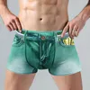 Caleçon mi sous-vêtement respirant décontracté hommes imprimé slips Boxer coton Wasite hommes longs bas