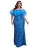 2023 Plus Size Arabic Aso Ebi Luxurious Mermaid Prom Dresses sexy shiny blue Beaded Crystals Evening Formal Party Second Reception Birthday Engagement Gowns Dress