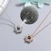 Necklace Earrings Set Hexagram Projection With Luxury Rose Gift Box 100 Languages I Love You Pendant 2023 Romantic Accessories Wholesale