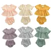 Conjuntos de ropa 0-24M Summer Born Infant Baby Girls Ropa Volantes suaves Camiseta de manga corta Tops Pantalones cortos Trajes Disfraces