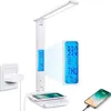 Lampes de table Chargeur sans fil USB Date de charge de température Fonction de la température de bureau portable Lampe LED de bureau avec alarme d'horloge