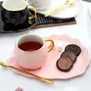 Filiżanki spodki europejski ceramiczny lekki luksusowy kubek z łyżką i sankiem spodek kreatywny domowy śniadanie mleko Mleko latte kubek popołudniowa herbata
