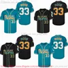 Film Flint Tropics Baseball 33 Jackie Moon Jersey Vintage Stitched Breattable Sport Green Black Shirts For Man