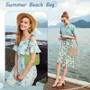 JYG Słomka tkana torba na ramię dla kobiet letnie plaż