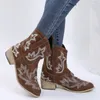 Western Toe Winted Hafted 501 Ladies Vintage Cowboy Boots Winter Casual Square Obcing Botas Mujer 230807 881