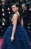 Party Dresses See Through V-neck Royal Blue Tulle Dress Layered Ruffled Evening Custom Made Prom With Dot Open Back Woman Gown