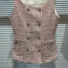 Femmes gilets femmes 2023 automne Double boutonnage col carré rose Tweed Style gilet manteau fille gilet