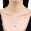 925 Sterling Silver Creative Cross Crystal Pendant Necklace For Women Fashion Charms Jewelry Holiday Gift Wedding Party L230704