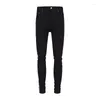 Men's Jeans AM Korean Designer High Street Black Straight Barrel White Edge Stripes Pants Spring Fashion Skinny Denim Trousers