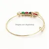 Charm Bracelets Korean Expandable Wire Bangle With Hand Of Fatima Red Black Green Evil Eye Stretch For Women Ladies Fashion Craft Drop Dh5Zp