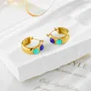 Hoop Earrings 2023 Stainless Steel Luxury Turquoise For Women Girl Trend Ear Buckle Waterproof Jewelry Gift Party