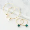 Boucles d'oreilles créoles Turquoise 14K Gold Filled Perle naturelle Tendance Corée Bijoux Brincos Pendientes Pour Femmes