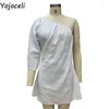 Robes décontractées Yojoceli une épaule femmes blanc robe Sexy été ample droite plage quotidien mignon robes courtes