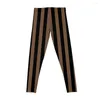 Active Pants Coffee Brown And Black Vertical Stripes Leggings Gym Legging Womans For Girls