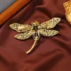 Pins Broches Morkopela Vintage Dragonfly Broche Luxe Crystal Insect Pin Broches Voor Vrouwen Party Banket Pins Clothese Accessoires HKD230807